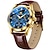 levne Quartz hodinky-OLEVS Muži Křemenný Módní Hodinky na běžné nošení Wristwatch Zobrazení fáze měsíce Svítící Kalendář Chronograf Kožený řemínek Hodinky