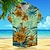 economico Camicia hawaiana da uomo-Floreale Festività Hawaiano Per uomo Camicia Esterno Hawaiano Per eventi Estate Collo ripiegabile Manica corta Rosso Blu Arancione S M L Camicia