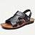 cheap Men&#039;s Sandals-Men&#039;s Sandals Flat Sandals Leather Breathable Comfortable Slip Resistant Buckle Black Brown
