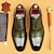 billige Oxfordsko til mænd-herredress sko oxford i gradient grønt læder med klassisk tåkappe
