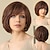 cheap Older Wigs-Synthetic Wig Natural Wave Asymmetrical With Bangs Machine Made Wig Short Light Brown Dark Brown Dark Ash Blonde Blonde Synthetic Hair Women&#039;s Classic Blonde Brown Light Brown