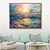 cheap Floral/Botanical Paintings-Handmade Oil Painting Canvas Wall Art Decoration Contemporary Impression Golden Sunrise Over the Sea Landscape for Home Decor Rolled Frameless Unstretched Painting