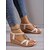 voordelige Damessandalen-Dames Sandalen Boho Feest Buiten Vakantie Geometrisch Wig Open teen Bohemen Vintage Casual Elastische stof Leegloper Zwart Beige