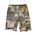 billige Shorts med trykk  for menn-color block herrebrettshorts hawaiiansk shorts badebukse snøring med meshfôr elastisk midje fritidsklær