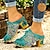 cheap Women&#039;s Sandals-Women&#039;s Sandals Slippers Clogs Plus Size Handmade Shoes Outdoor Daily Beach Peacock Feather Summer Rivet Block Heel Round Toe Bohemia Vintage Casual Walking Premium Leather Loafer Colorful