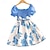 baratos Vestidos-Vestido infantil de verão para meninas, floral, manga curta, estampado, vestido de princesa, roupas infantis