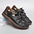 ieftine Sandale Bărbați-Bărbați Sandale Pantofi lucrați manual Plimbare Sportiv Casual Stiluri de Plajă În aer liber PU Respirabil Comfortabil Bandă elastică Negru Maro Vară Toamnă
