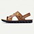 cheap Men&#039;s Sandals-Men&#039;s Sandals Flat Sandals Leather Breathable Comfortable Slip Resistant Buckle Black Brown Coffee