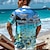 billige Hawaii-skjorte for menn-Nautisk Hawaiisk Feriested Herre Skjorte Hawaii skjorte Avslappet Hawaiisk Ferie Sommer Vår Aftæpning Kortermet Lilla, Oransje, Mørkeblå S, M, L Stretchstoff Skjorte
