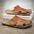 abordables Sandales Homme-sandales en cuir pour hommes pantoufles diapositives rétro marche plage décontractée chaussures à enfiler confortables au quotidien noir blanc jaune printemps automne