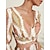 זול הדפס שמלת קז&#039;ואל-שמלת מקסי סאטן פרחונית צווארון V שמלת שרוולים ארוכים לבנה