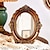 billige Skulpturer-vintage ovalt speil dekorativ ornament i antikk kobber: harpiksmateriale med palasslignende ramme, ideell for sminkeforfengelighet, pynteoppbevaring og fotografisk rekvisitadekor