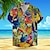 baratos Camisa havaiana masculina-Animal Pássaro Plantas Férias Havaiana Homens Camisa Social Ao ar livre Havaiana Feriado Verão Aberto para a Lateral Manga Curta Amarelo Azul Marron S M L Camisa