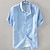 billiga Linneskjortor-Herr Skjorta linneskjorta Casual skjorta Bomullskjorta Vit Himmelsblå Mörkblå Kortärmad Slät Nedvikt Sommar Gata Hawaiisk Kläder Button-Down