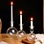 זול נרות ופמוטים-פמוט זכוכית קריסטל שקוף עגול - משפר אווירה של ארוחת ערב לאור נרות בסגנון אירופאי, מושלם לעיצוב חגיגי ואווירה!