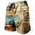 cheap Men&#039;s 3D Sweat Shorts-Men&#039;s Shorts Summer Shorts Beach Shorts Drawstring Elastic Waist 3D Print Graphic Stripe Geometry Breathable Soft Short Casual Daily Holiday Streetwear Hawaiian Light Brown Blue Micro-elastic