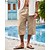 economico pantaloncini di lino-Per uomo Pantaloncini di lino Pantaloncini estivi Pantaloncini da spiaggia Tasche A cordoncino Vita elastica Liscio Comfort Traspirante Polpaccio Per eventi Da mare Spiaggia Hawaiano Boho Cáqui