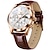 cheap Quartz Watches-OLEVS Men Quartz Watch Fashion Casual Wristwatch Moon phase Luminous Calendar Chronograph Leather Strap Watch