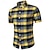 cheap Men&#039;s Dress Shirts-Men&#039;s Shirt Dress Shirt Button Up Shirt Yellow Short Sleeve Plaid Lapel Summer Wedding Party Clothing Apparel
