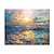 cheap Floral/Botanical Paintings-Handmade Oil Painting Canvas Wall Art Decoration Contemporary Impression Golden Sunrise Over the Sea Landscape for Home Decor Rolled Frameless Unstretched Painting