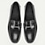 billiga Slip-ons och loafers till herrar-klassiska loafers för män i svart perforerat läder i metall