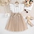 billige Kjoler-sommer matchende barn jenter prinsessekjole kortermet plissert kjole