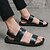 preiswerte Herrensandalen-Herren Sandalen aus atmungsaktivem PU Gladiatorsandalen Römersandalen zum Spazierengehen, lässig, täglich, Strandschuhe mit magischem Klebeband, schwarzer Sommer