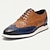 cheap Men&#039;s Oxfords-Men&#039;s Dress Sneakers Leather Italian Full-Grain Cowhide Slip Resistant Lace-up Brown / Blue Color Block