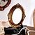 abordables Sculptures-Ornement décoratif de miroir ovale vintage en cuivre antique : matériau en résine avec cadre de style palais, idéal pour le maquillage, le rangement ornemental et la décoration d&#039;accessoires de