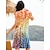 voordelige Jurken met print-Dames Casual jurk Ombre Bloemig Afdrukken V-hals Mini-jurk Dagelijks Vakantie Korte mouw Zomer Lente