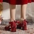 abordables Tacones de mujer-Mujer Tacones Zapatos de boda Zapatos De Vestir Zapatos brillantes Tacones con tira al tobillo Boda Nochevieja Zapatos de novia Pajarita Perla de Imitación Tacón Cuadrado Dedo cuadrada Elegante Moda