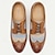 abordables Zapatos Oxford de hombre-Zapatos de vestir para hombre, marrón, azul, patrón de rayas, cuero brogue, piel de vaca italiana de plena flor, Oxfords con cordones antideslizantes