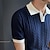 cheap Knit Polo Sweater-Men&#039;s Knit Polo Sweater Polo Shirt Street Casual Button Classic Short Sleeve Vintage Fashion Striped Button Front Summer Spring Fall Blue Beige Knit Polo Sweater