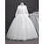 cheap Party Dresses-Kids Girls&#039; Party Dress Solid Color Long Sleeve 3/4 Length Sleeve Christening dress Fashion Princess Polyester Summer Spring Fall 4-13 Years White