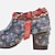 ieftine Saboți de Damă-Pentru femei Tocuri Saboți Mărime Plus Size Pantofi lucrați manual În aer liber Zilnic Vacanță Floral Ținte Blocați călcâiul Vârf rotund Boemia Vacanță Epocă Plimbare Piele Premium Fermoar Gri