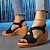 billige Sandaler til kvinner-Dame Sandaler Wedge-sandaler Feriereise Strand Kile Elegant Bohem PU Svart
