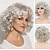 preiswerte ältere Perücke-kurze braune lockige Perücken für Frauen gemischte blonde synthetische Perücke federnde lockige Haarersatzperücke lockige Perücke mit dunklen Wurzeln Silberblond Grau