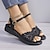 cheap Women&#039;s Sandals-Women&#039;s Sandals Wedge Sandals Daily Flat Heel Open Toe Casual Faux Leather Ankle Strap Black Silver Gold