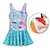 preiswerte Kinder&quot;-Einteiliger Badeanzug für Mädchen mit Wasserball, süßes Meerjungfrauen-Blumenmuster, schnelltrocknendes Schwimmkleid, Bademode, Badeanzug