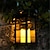 abordables Luces de camino y linternas-Linterna exterior LED integrada con energía solar, luces solares de estilo vintage, linterna solar parpadeante de metal, linternas colgantes decorativas para jardín, patio, patio