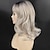 abordables perruque plus âgée-perruque vague naturelle asymétrique avec frange perruque cheveux synthétiques gris courts femme classique gris moyen ombre gris perruques ondulées