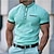 cheap Classic Polo-Men&#039;s Polo Shirt Golf Shirt Casual Holiday Stand Collar Short Sleeve Fashion Basic Plain Button Summer Regular Fit Mint Green Polo Shirt