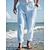 Χαμηλού Κόστους λινό παντελόνι-Ανδρικά Λευκά παντελόνια Παντελόνια Καλοκαίρι παντελόνι Παντελόνι παραλίας Μπροστινή τσέπη Ισιο πόδι Σκέτο Άνεση Αναπνέει Causal Καθημερινά Αργίες Μοντέρνα Βασικό Λευκό Ουρανί