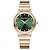 voordelige Quartz-horloges-mini focus roségouden elegante dameshorloges topmerk luxe groene wijzerplaat iced out quartz dameshorloge roestvrijstalen band 0493l