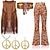 cheap Historical &amp; Vintage Costumes-7 Pcs 60s 70s Outfits for Women Hippie Costume Set Boho Flared Pants Fringe Vest Peace Sign Accessories Set