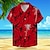 levne Pánská havajská košile-Tropický vzhled Palma prázdniny Havajské Pánské Košile Venkovní Havajské Dovolená Léto Přehnutý Krátký rukáv Bílá Rubínově červená S M L Košile