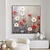 billiga Blom- och växtmålningar-oljemålning handgjord handmålad kvadratisk väggkonst intryck blommor dukmålning heminredning dekor utsträckt ram redo att hängas