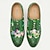 billige Oxfordsko til mænd-mænds kjole sko grønne blomster farverige blomsterprint brogue læder italiensk fuldnarvet okseskind skridsikker snørebånd