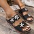 abordables Pantuflas y chanclas de mujer-Mujer Zapatillas Slip-Ons Playa de Boho Bohemia Zapatillas de playa Zapatos Confort Diario Playa Cuentas Flor Tacón Cuña Dedo redondo Bohemia Vacaciones Confort PU Mocasín Negro Azul