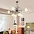 abordables Luces colgantes-Lámpara de araña Sputnik de 8 luces, lámpara colgante negra de mediados de siglo con pantalla de cristal tipo globo, lámpara de techo moderna para cocina, comedor, sala de estar